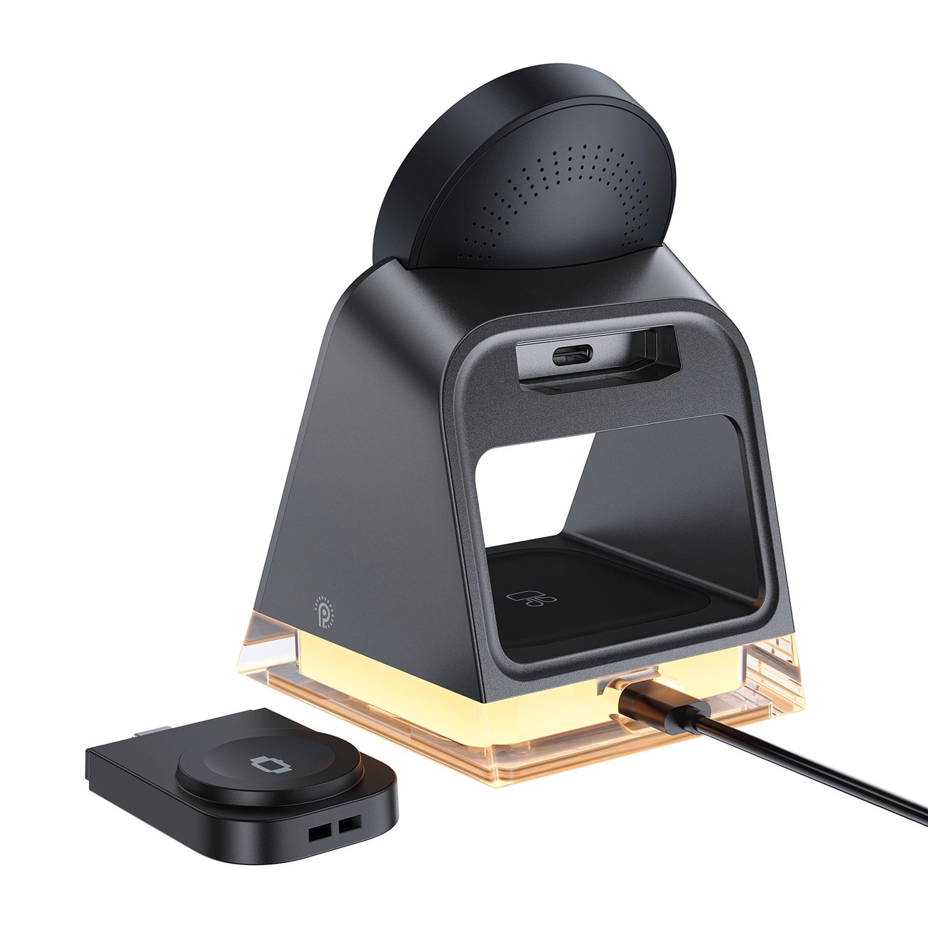 Incarcator Statie Inductie MagSafe Acefast 3in1 USB-A USB-C -Negru - 1 | YEO